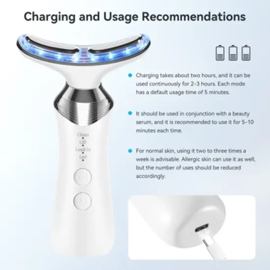 CARER SPARK Face Massager Against Wrinkles, 4-in-1 RF Neck Face Massager Face Shaper Wave Vibration Light for Anti-Ageing Lifting image {4}