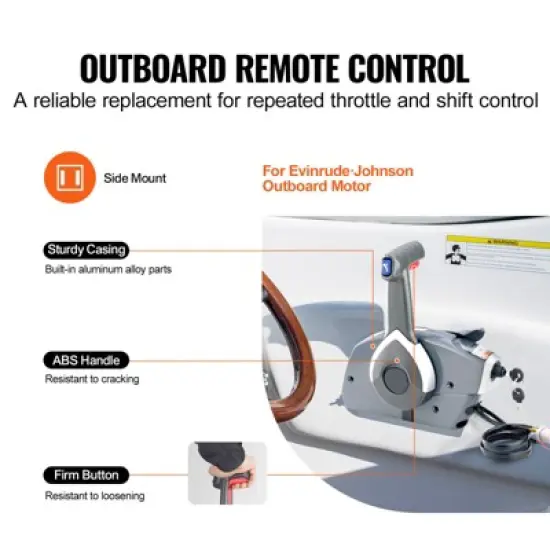 VEVOR Boat Throttle Control, 5006180 Side-Mounted Outboard Remote Control Box for Evinrude Johnson, Marine Throttle Control Box image {2}