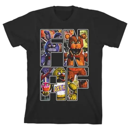 Five Nights At Freddy's FNAF Graphics Boy's Black T-shirt image {6}
