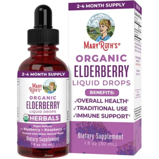 MaryRuth's Elderberry Drops, Blueberry Raspberry, Org, 1 oz image {11}
