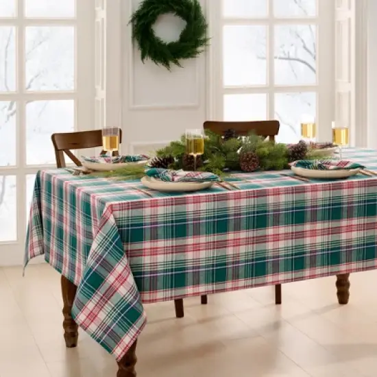 Holiday Fireside Plaid Tablecloth - Elrene Home Fashions image {3}