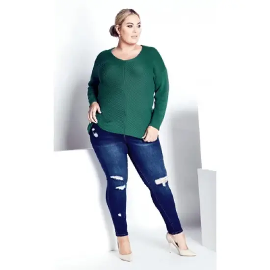 Women's Plus Size Primrose Sweater - teal green | AVENUE image {2}