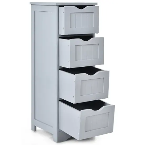 Costway Floor Storage Cabinet Bathroom Organizer Free Standing Drawers image {9}