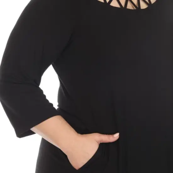 Plus Size Criss Cross Neckline Swing Dress image {3}