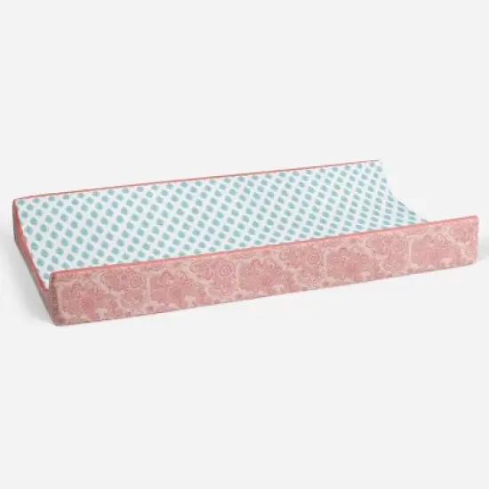 Bacati - Sophia Paisley Aqua Leaves Changing Pad Cover image {2}