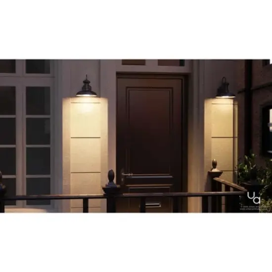 Urban Ambiance Luxury Luxe Industrial Chic Outdoor Wall Light,  10.75"H x 10"W,  Olde Iron Finish, UHP1024 image {1}