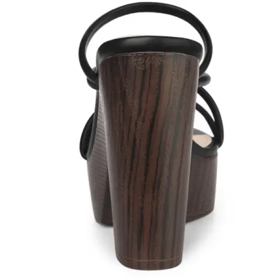 Allegra K Women's Platform Crisscross Strap Chunky Heel Slide Sandals image {2}