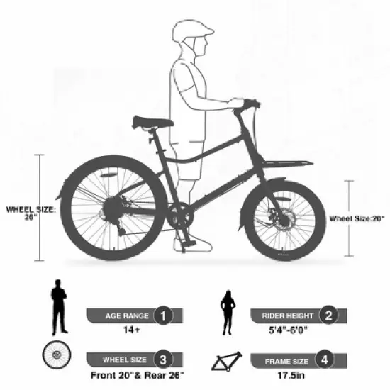 RISOKEYS 26 inch Aluminum Alloy Frame Cruiser Bike with Cargo Aluminium Alloy Frame,7 Speed Practical Commuting Bike for Women Men Senior image {4}