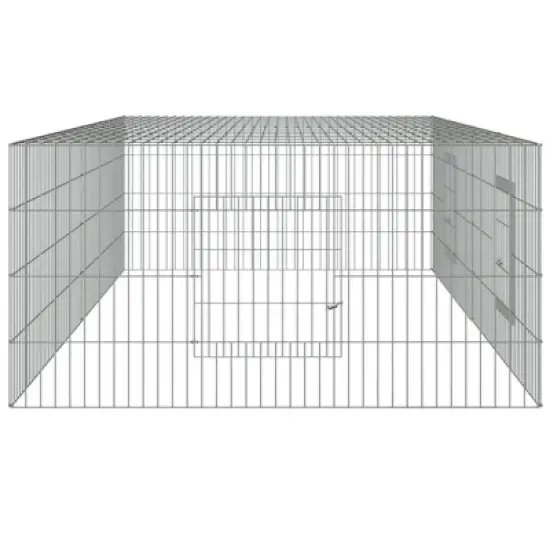 vidaXL Rabbit Cage/Animal Playpen-Outdoor Pet Enclosure/Galvanized Iron - Silver, 86.6"x43.3"x21.7", Spacious & Ventilated Design image {4}