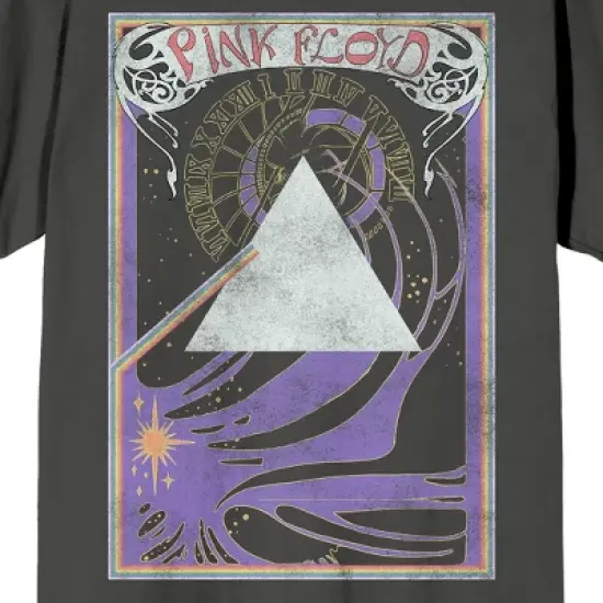 Pink Floyd Triangle With Clock And Rainbow Crew Neck Short Sleeve Charcoal Women's T-shirt image {1}