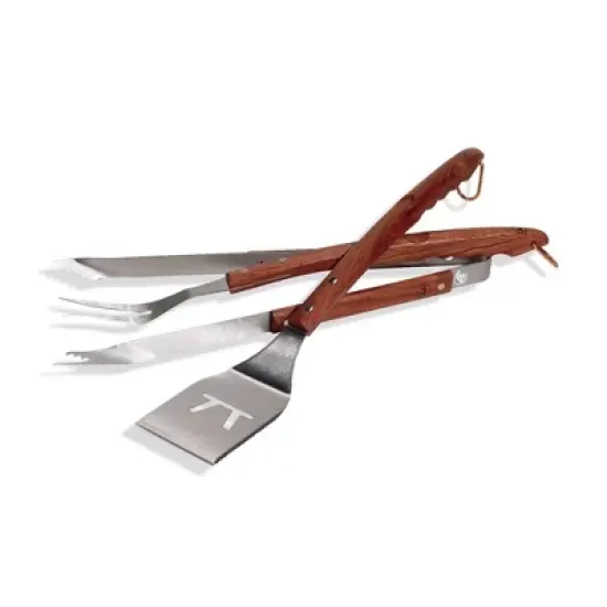 3pc Rosewood Tool Set - Outset: Stainless Steel BBQ Utensils, Ergonomic Handles, Outdoor Cooking Accessories image {4}