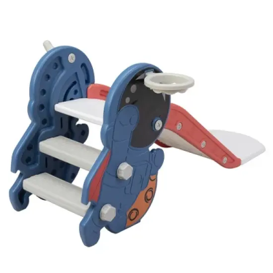 INFURNIC Baby Activity Gyms Kids Slide with Basketball Hoop, Outer Space Theme, PE and PP Construction, Multicolored, 7"*27"*16" image {5}