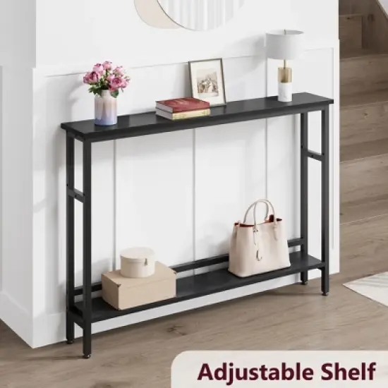 5.9'' Narrow Behind Couch Table, 2-Tier Console Table with Adjustable Shelf, Entryway Table, Long Skinny Sofa Table for Living Room, Entryway, Hallway image {2}