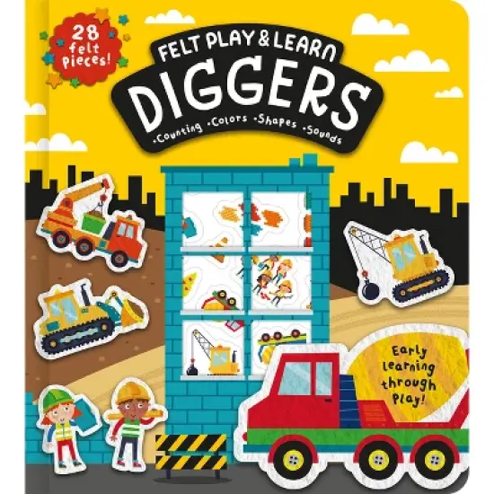Felt Play & Learn Diggers - (Touchy-Feely Felt Play & Learn) by  Alice Barker (Board Book) image {1}