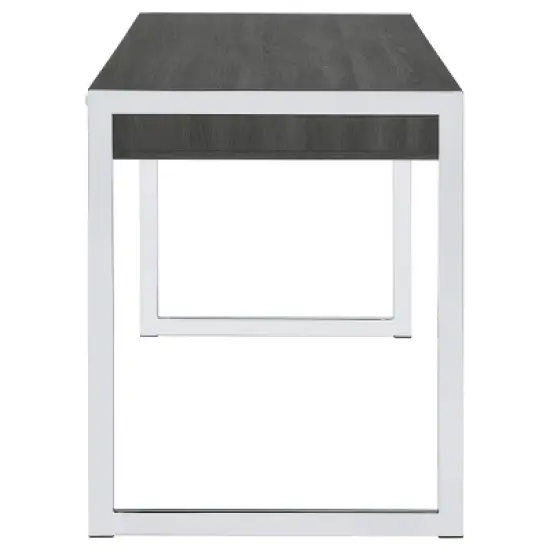 Wallice 2 Drawer Writing Desk with Chrome Base Weathered Gray - Coaster image {5}