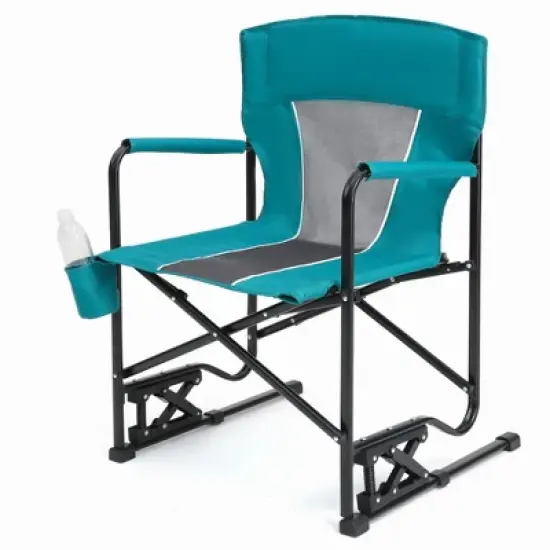 Sevobal Outdoor Portable Chairs Freestyle Rocker Camping Chair with Durable Armrests and Drink Holder for Patio and Backyard, Blue, 36.02"*4.92"*25.2" image {1}