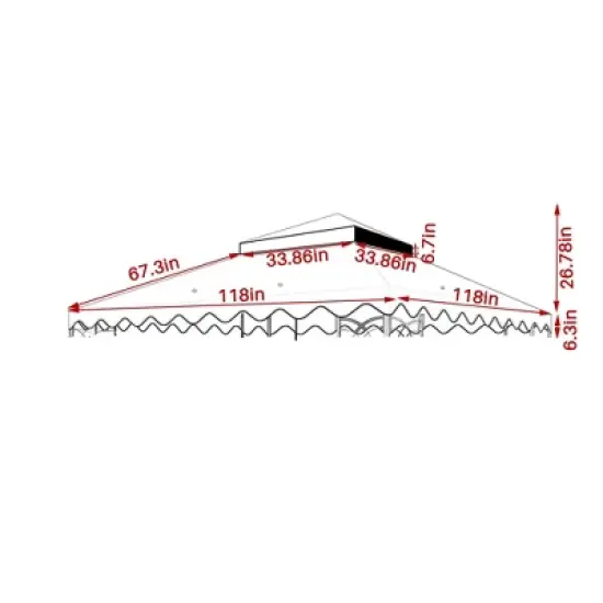 DOMETOUR 10x10 Ft Outdoor Patio Gazebo Replacement Canopy,Double Tiered Gazebo Tent Roof Top Cover Only wavy border(Frame Not Include)-BROWN image {2}