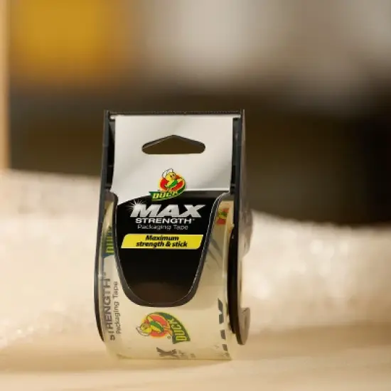 Duck Max Strength Clear Packing Tape, 3 Rolls With Dispensers, 1.88 Inch x 22 Yards Each image {1}