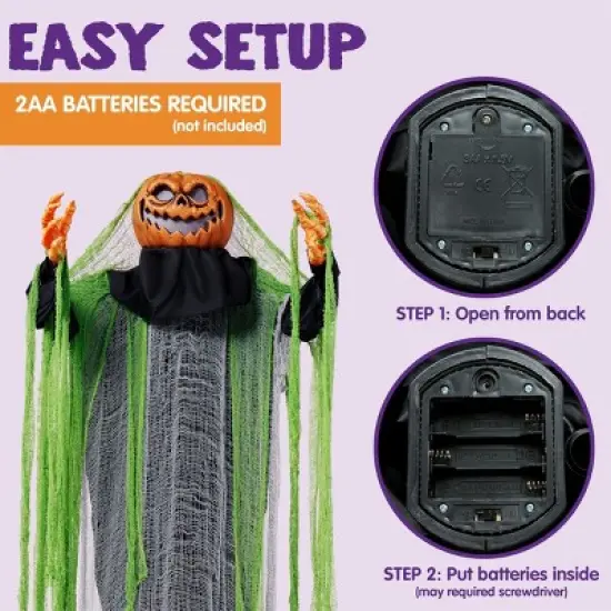 Joyfy 72'' Halloween Standing Pumpkin Ghost Outdoor Decoration, Sound-Actived Life Size Animatronics Ghost Haunted House Props for Garden Yard Lawn image {4}