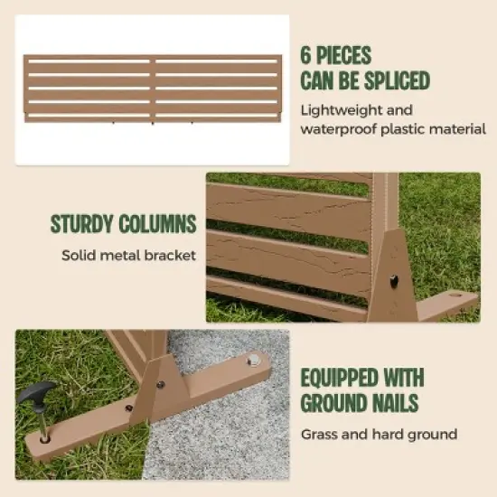 SEVOBAL 8pc Patio Screen Patio Privacy Porch Screen Patio Screens Paged Patio Decorative Screens Patio Screen Decor Outdoor, Brown, 363.76"*15.75"*72" image {4}