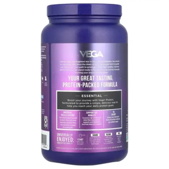 Vega Essential Plant-Based Protein, Creamy Chocolate, 2 lb 0.5 oz (920 g) image {2}
