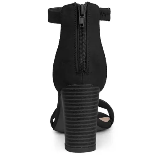 Perphy Scalloped Heel Ankle Strap Chunky Heels Sandals for Women image {2}