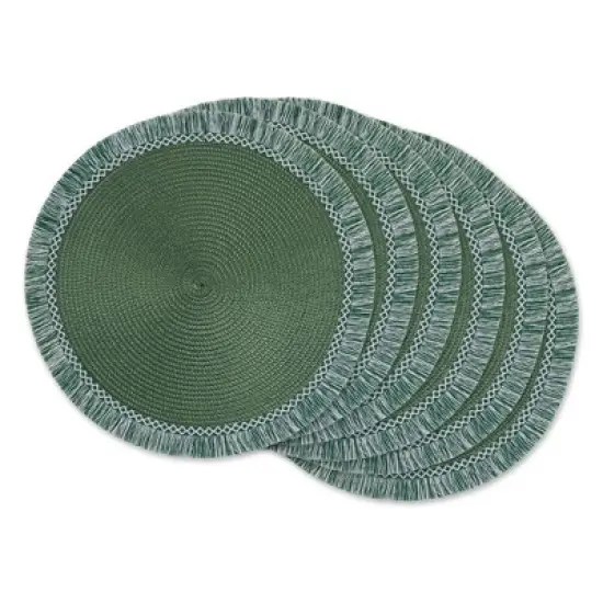 DII Fringe Placemat Set 6 Piece, Dark Green, 14.75" Dia image {8}