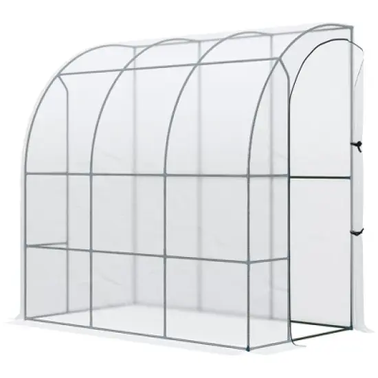 Outsunny Outdoor Walk-In Greenhouse, Plant Nursery with Roll-up Windows, PE Cover, and Wire Shelves image {8}