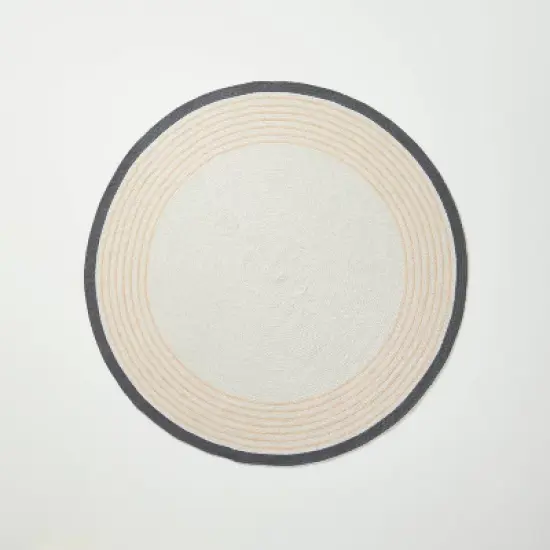 Round Border Stripe Braided Area Rug Neutral - Hearth & Hand&trade; with Magnolia image {5}