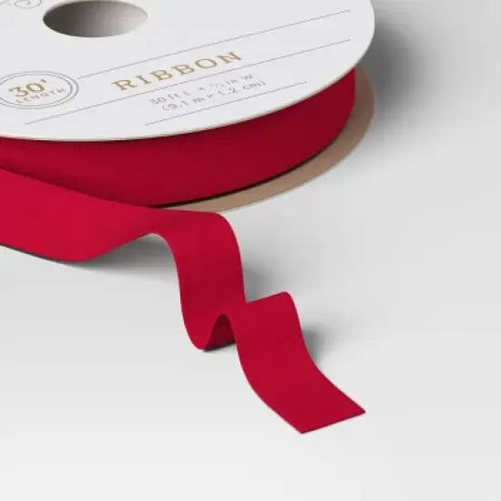 30' Christmas Premium Ribbon Dark Pink Faux Velvet- Wondershop&trade; image {2}