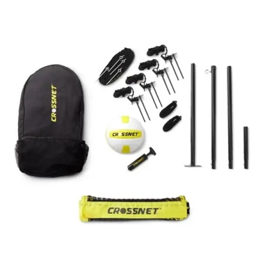 CROSSNET Original 4 Square Volleyball Net and Backyard Yard Gameset - Yellow image {2}