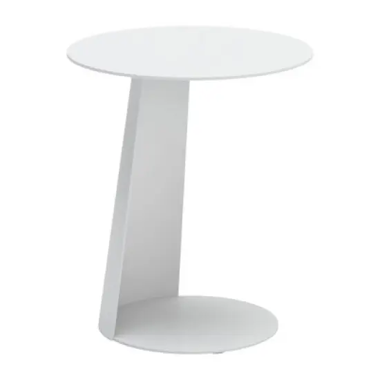 HomeRoots 16" White Aluminum Rounded Outdoor Side Table image {5}