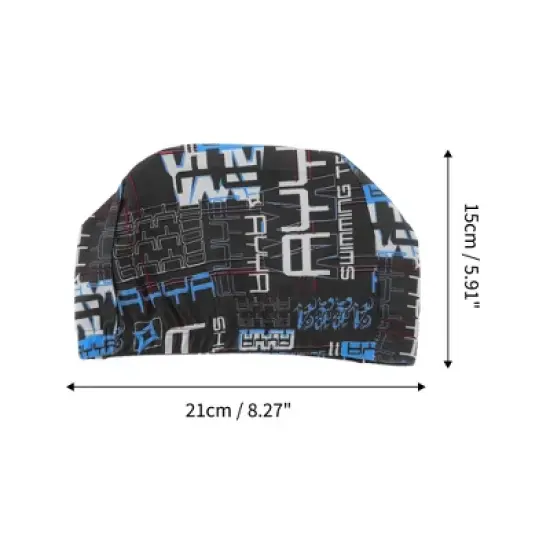 Unique Bargains Polyester Geometric Pattern Swim Cap 5.91"x8.27" Dark Blue White 1 Pc image {3}