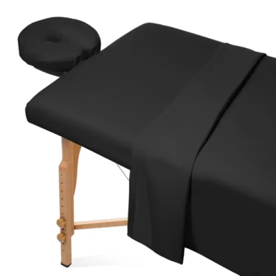 Saloniture 3-Piece Microfiber Massage Table Sheet Set, Includes Flat and Fitted Sheets with Face Cradle Cover image {7}