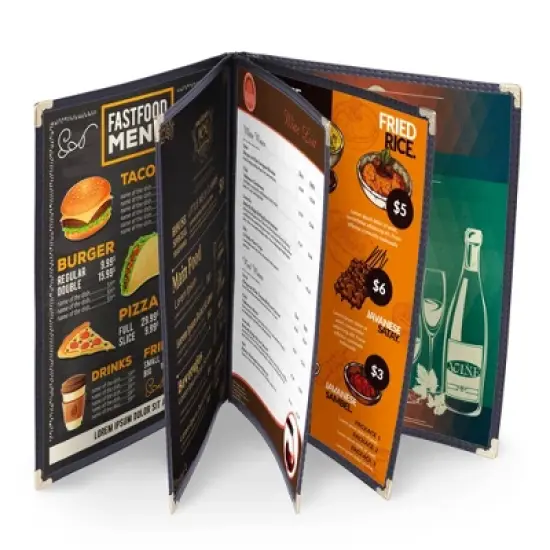 WeChef 40 Pack Restaurant Menu Covers 8.5 x 11" Book Style 5 Pages 10 Views Black image {5}