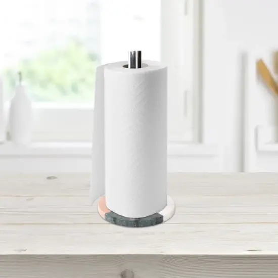 Lexi Home Marble Counter Mount Paper Towel Holder - Multi-colored image {1}