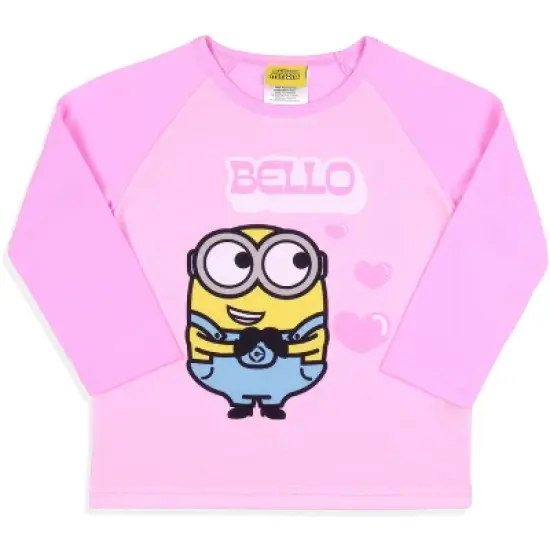 Despicable Me Toddler Girls' Minions Chibi Bello Raglan Sleep Pajama Set Multicolored image {1}