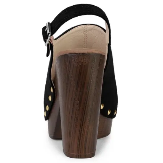 Allegra K Women's Open Toe Slingback Platform Chunky Heel Sandals image {3}