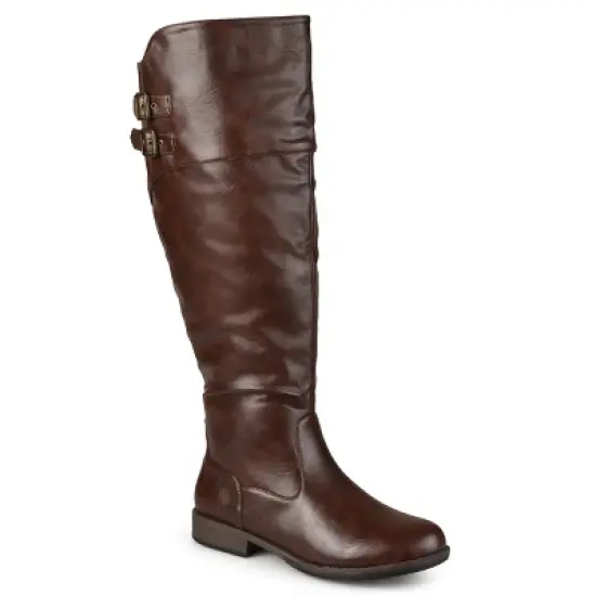 Journee Collection Womens Tori Wide Calf Stacked Heel Riding Boots image {10}