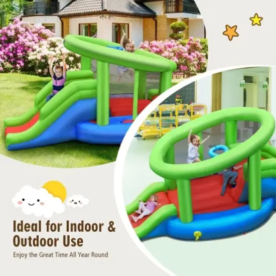 Costway Inflatable Snail Bounce House Dual Slide Basketball Game Without Blower image {3}