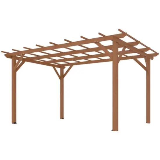 Outsunny 10' x 13' Outdoor Pergola, Wood Gazebo Grape Trellis with Stable Structure for Climbing Plant Support, Dark Brown image {3}