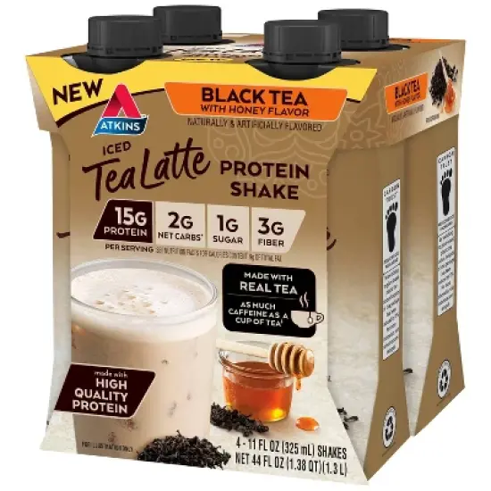 Atkins Black Tea Latte Protein Shake - 44 fl oz/4pk image {2}