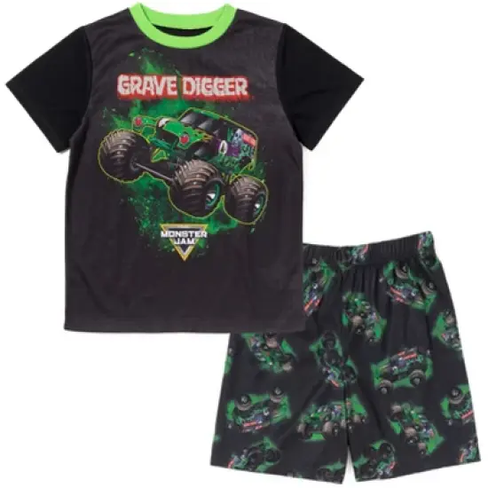 Monster Jam Megalodon El Toro Loco Grave Digger Pullover Pajama Shirt and Shorts Sleep Set Little Kid image {7}