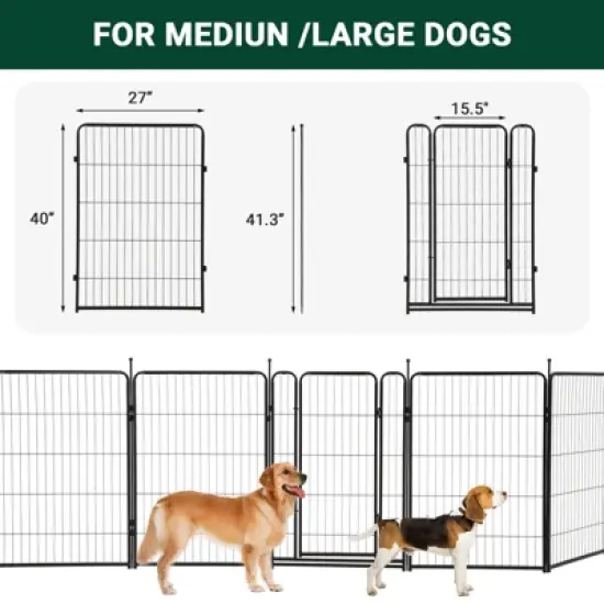 Dog Playpen for Large Medium Small Dogs,  Metal Dog Fence with Gate,40 inch 8 Panels Outdoor Pet Play Pen，Portable and Fold up Puppy Exercise Pen image {1}