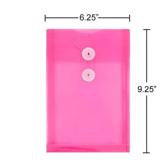 JAM Paper 6 1/4" x 9 1/4" 6pk Plastic Envelopes with Button and String Tie Closure, Open End: Document Storage Accessory image {3}