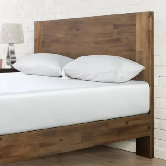 Tonja Wood Platform Bed Frame with Headboard Brown - Zinus image {10}