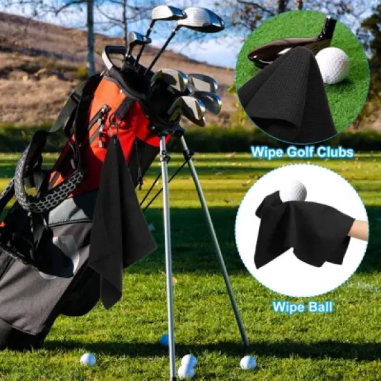 Unique Bargains Microfiber Waffle Tri-Fold Golf Towel with Groove Cleaner 1 Set 20"x16" image {3}