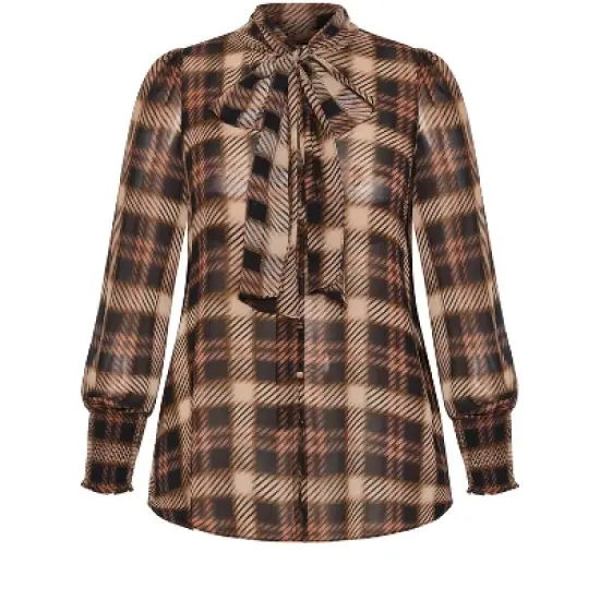 Women's Plus Size Plaid Level Top - Black | CITY CHIC image {2}