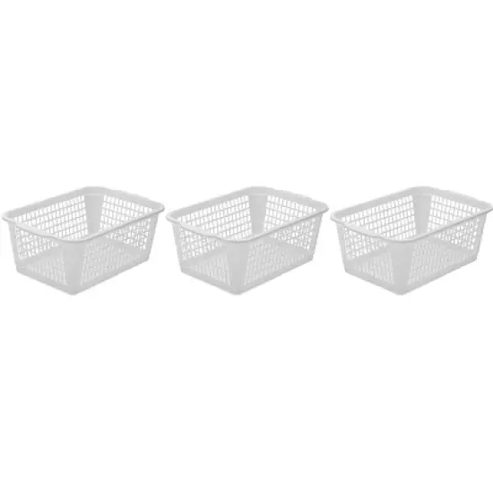 YBM HOME Plastic Perforated Storage Basket Bin Office Drawer, Shelf Desktop CountertopTray Organizer 32-1184, Pack of 3 image {14}