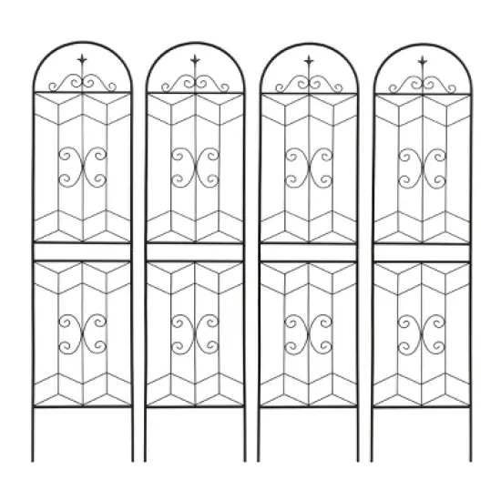 Lirago Black 4 pieces Weatherproof Multi-functional Outdoor Screen-Laser-Cut Galvanized Steel Panel86.61"Hx19.68"Wx0.51"D image {5}